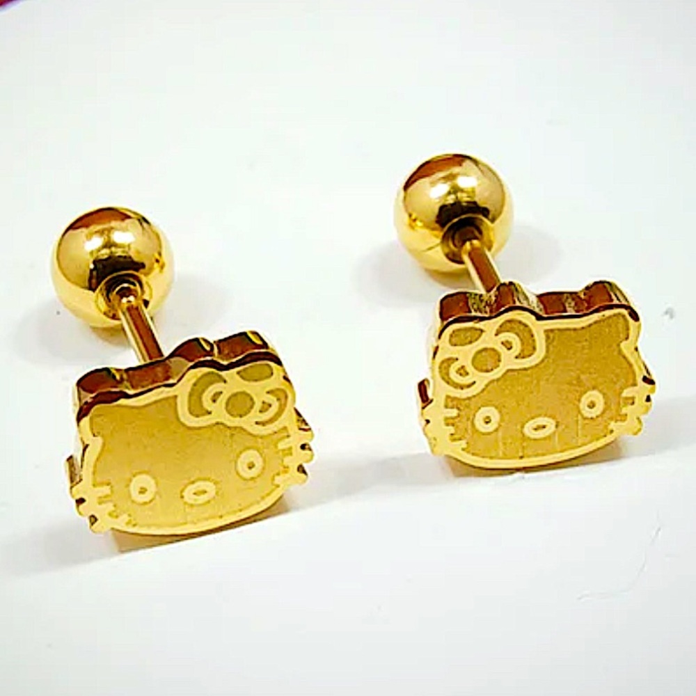GOLD HELLO KITTY STUD EARRINGS
